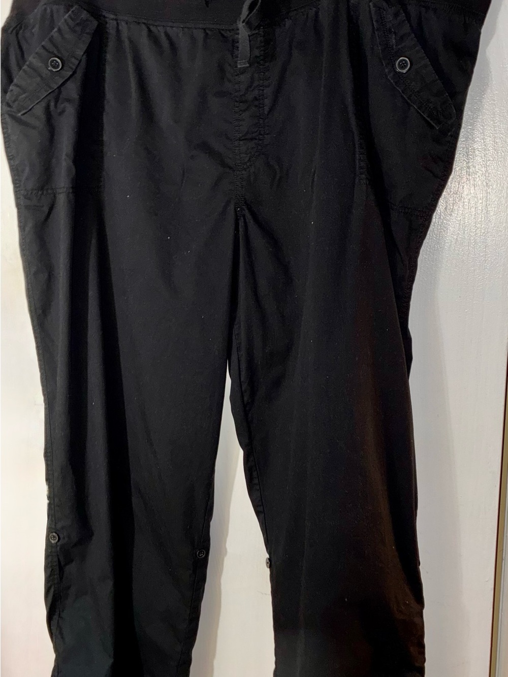 Essentials Black Men's Drawstring Joggers with Button-Flap Pockets